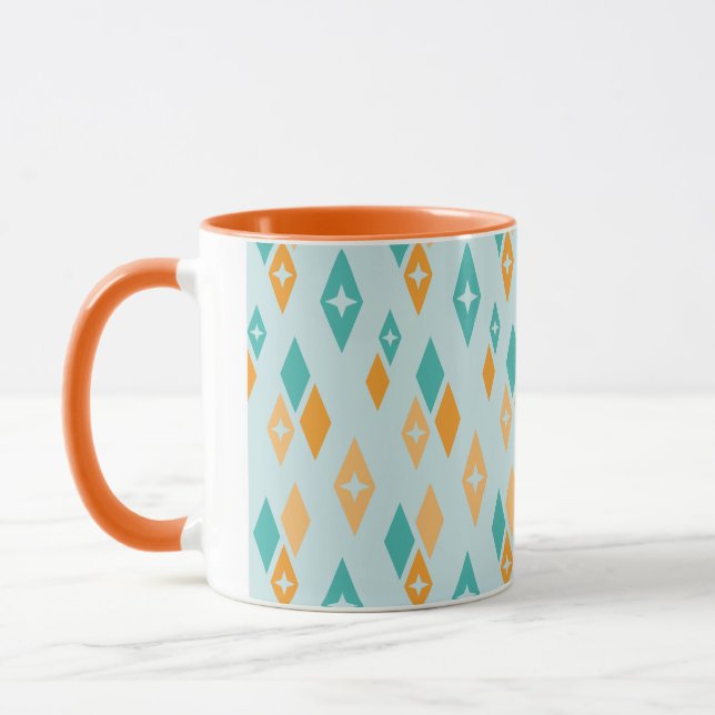 Mug Diamants Atomiques Milieu de Siècle Aqua, Sarcelle (Gauche)