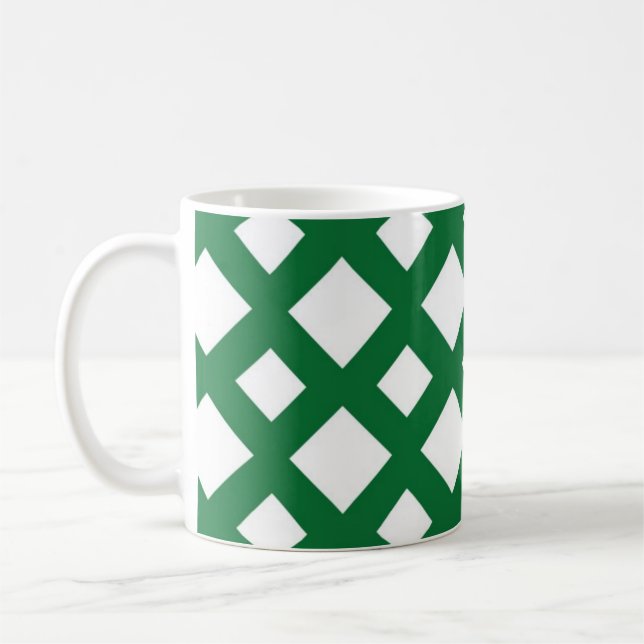 Mug Diamants blancs sur vert (Gauche)