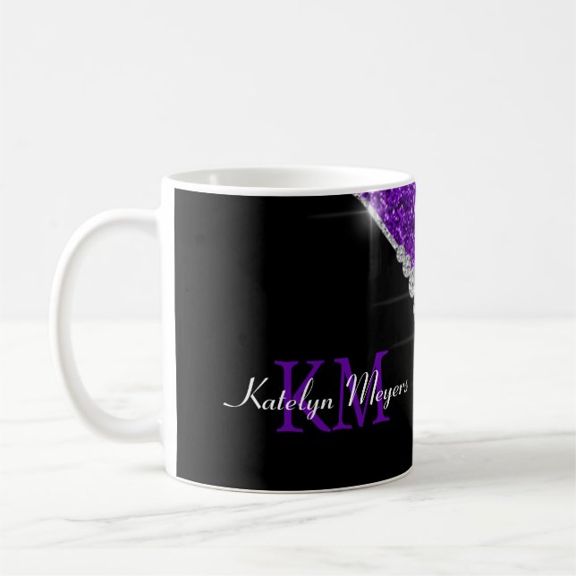 Mug Diamants Chic Parties scintillant violet Monogramm (Gauche)