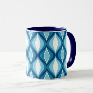Mug Diamants modernes de la moitié du siècle, bleus de