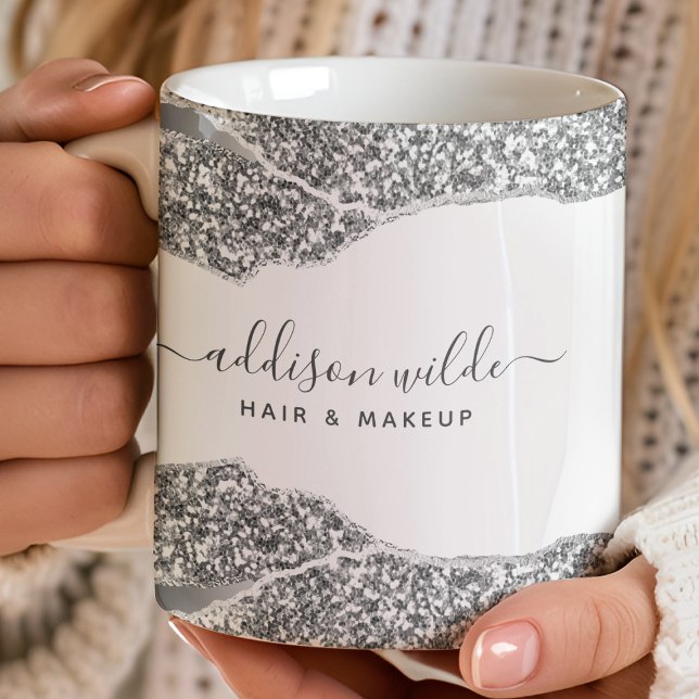 Mug Diamants Pailletés Argent Affaires Glamour (Créateur téléchargé)