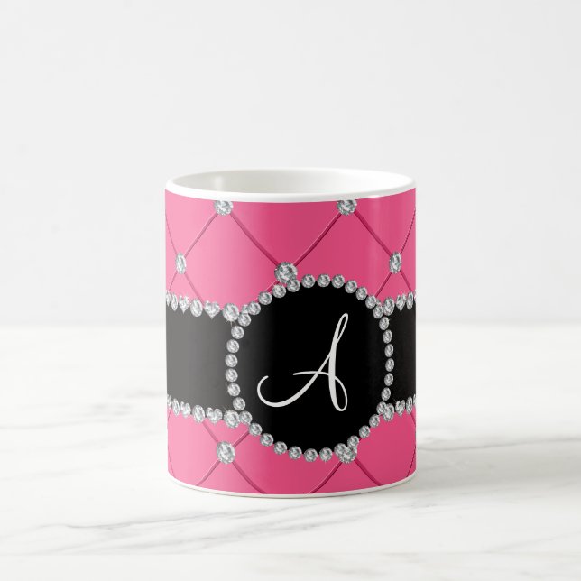Mug Diamants roses de touffe de monogramme (Centre)