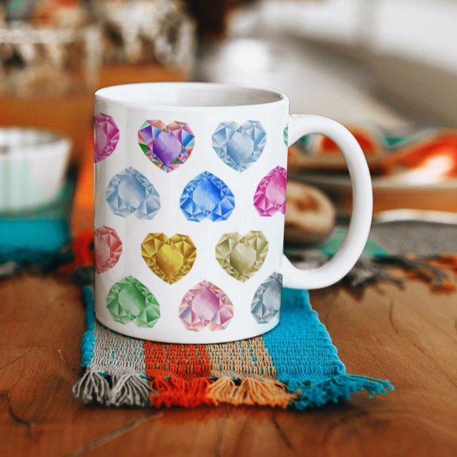 Mug Diamond Heart Aquarelle Motif mignon Pastel Girly (Créateur téléchargé)