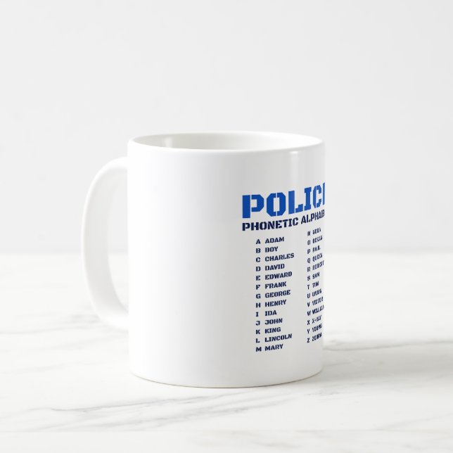 Mug Dictionnaire phonétique de la police alphabétique  (Devant gauche)