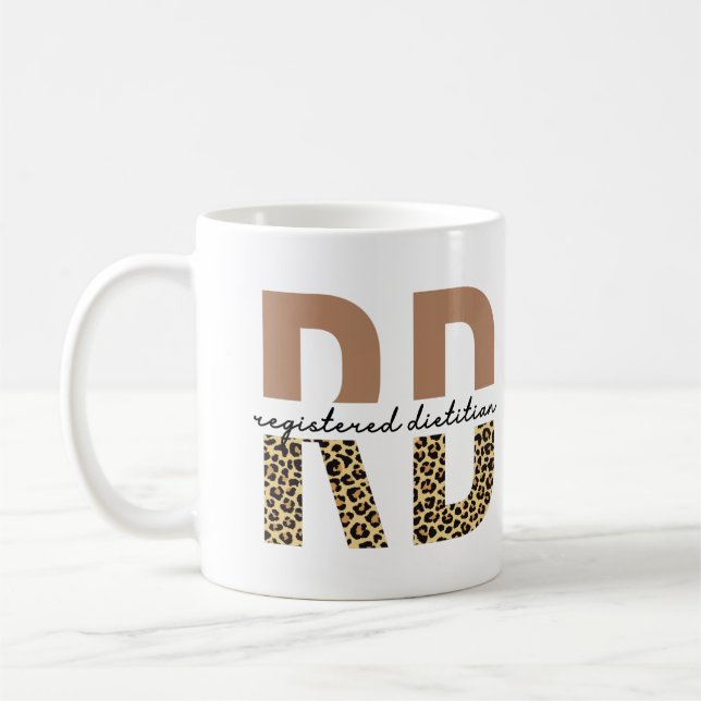Mug Diététiste enregistrée Cheetah imprimer Dons RD (Gauche)
