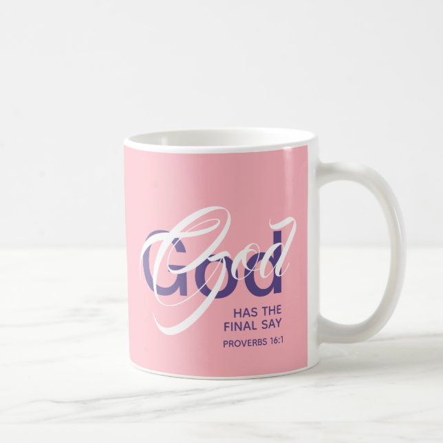 Mug DIEU A LE DERNIER DIT Écriture Monogramme rose (Droite)