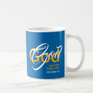 Mug DIEU A LE DERNIER DIT Monogramme Écriture Bleu
