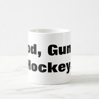 Mug Dieu, armes à feu, hockey