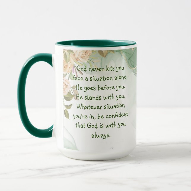 Mug Dieu avec vous jamais seul Fleurs Inspirationnelle (Gauche)
