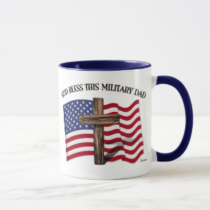 Mug DIEU BÉNISSE CE PÈRE MILITAIRE croix robuste & dra