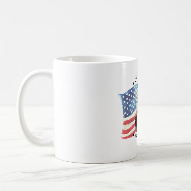 Mug Dieu bénisse l'Amérique avec drapeau/aigle/feux d' (Gauche)