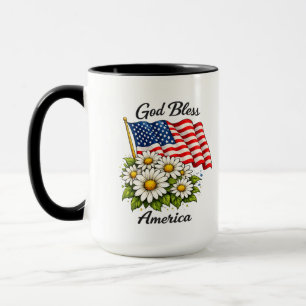 Mug Dieu bénisse l'Amérique Drapeau américain et margu