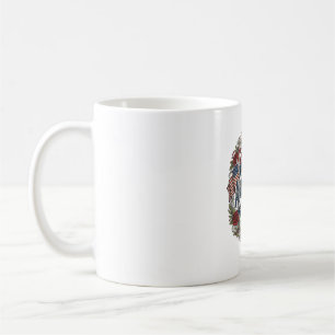 Mug Dieu Bénisse l'Amérique Floral Patriotique Vintage
