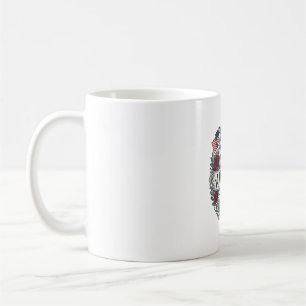 Mug Dieu Bénisse l'Amérique Floral Patriotique Vintage