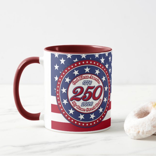 Mug Dieu bénisse l'Amérique ma maison douce maison ave (Avec donut)