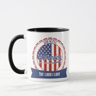 Mug Dieu bénisse l'Amérique, Police rétro et design pa