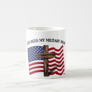 Mug DIEU BÉNISSE MA MÈRE MILITAIRE croix robuste & dra