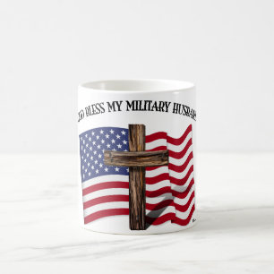 Mug DIEU BÉNISSE MON MARI MILITAIRE croix robuste drap