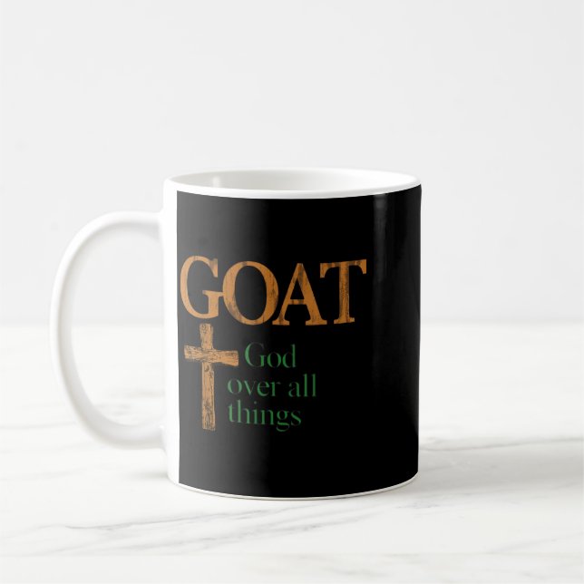 Mug Dieu de chèvre sur toute chose chrétienne drôle de (Gauche)