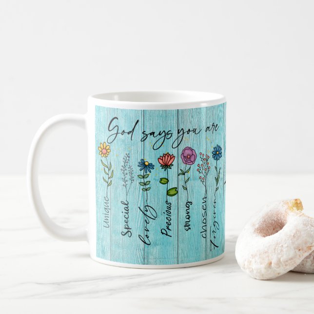 Mug "Dieu dit que vous êtes..." Conception de la foi c (Avec donut)