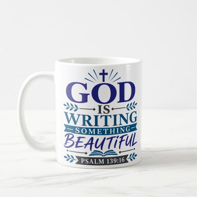 Mug Dieu écrit quelque chose de beau Citation de foi (Gauche)