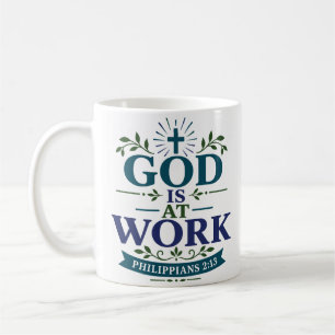 Mug Dieu Est à l'Œuvre Citation Biblique d'Encourageme