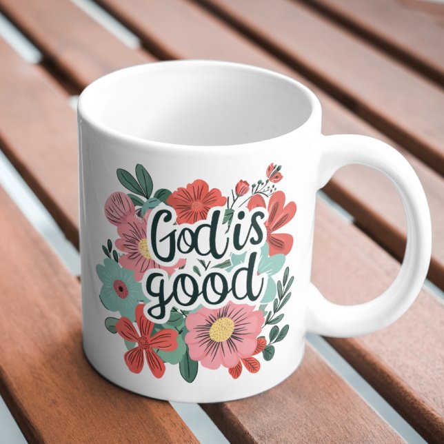 Mug Dieu est bon floral (Créateur téléchargé)