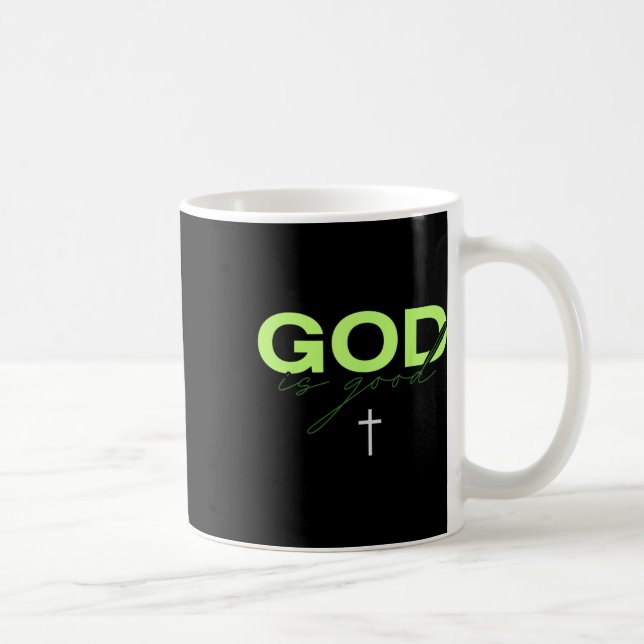 Mug Dieu Est Bon Typographie Chrétienne Verte Et Blanc (Droite)
