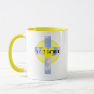 Mug Dieu est Croix fidèle guérison Bible Verse Jaune
