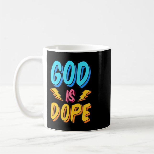 Mug Dieu est Dope drôle foi chrétienne foi religieuse (Gauche)