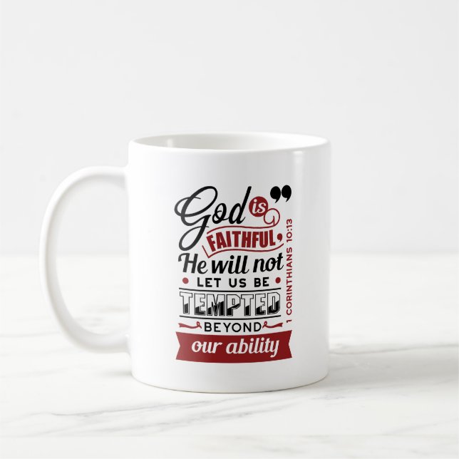 Mug Dieu est Fidèle – 1 Corinthiens 10:13 Verset Bibli (Gauche)