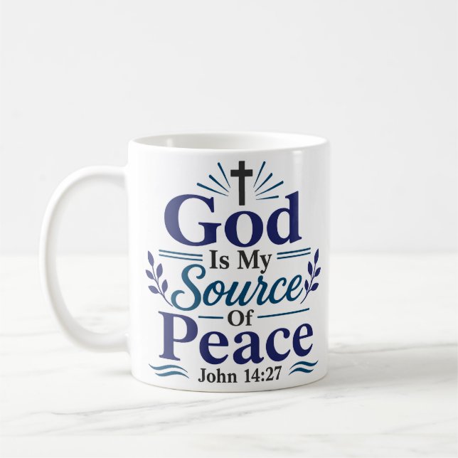 Mug Dieu Est Ma Source De Paix Citation Matinale De Dé (Gauche)