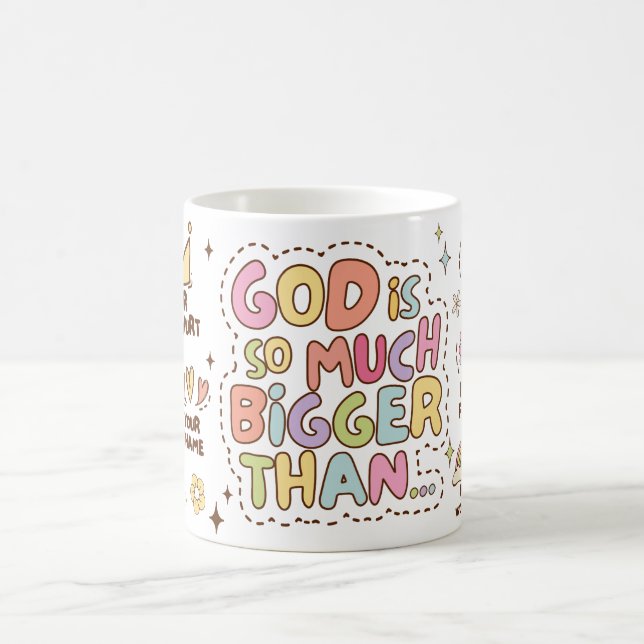 Mug Dieu est plus grand Motivationnel Illustration chr (Centre)