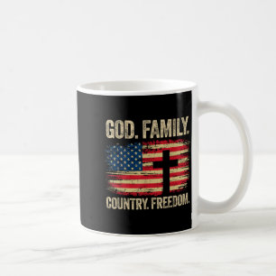 Mug Dieu Famille Pays Liberté Drapeau USA Croix