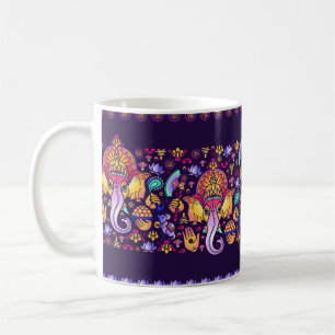 Mug Dieu hindou Ganesha et symboles indiens en bande