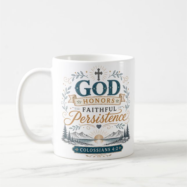 Mug Dieu Honore la Persistance Fidèle Citation Chrétie (Gauche)
