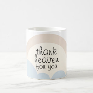 Mug Dieu merci pour vous Nuages neutres et bleu