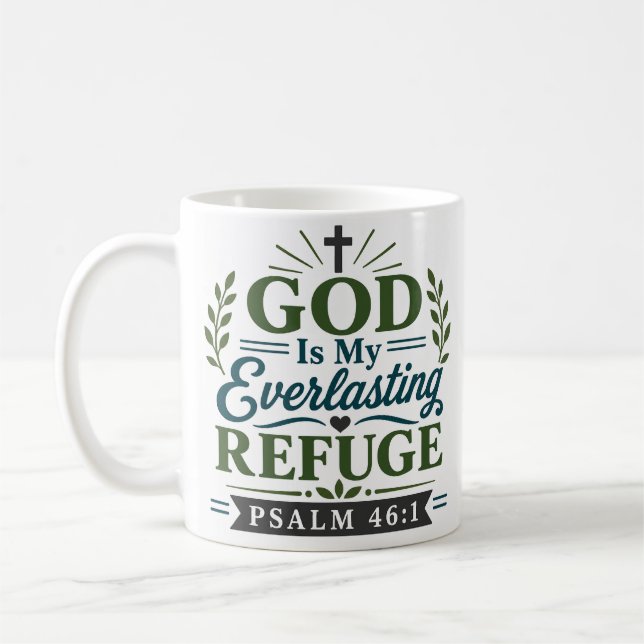 Mug Dieu Mon Refuge Éternel Verset Encourageant (Gauche)