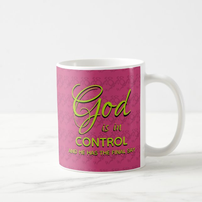 Mug DIEU PERSONNALISÉ chrétien EST EN rose CONTRÔLE (Droite)