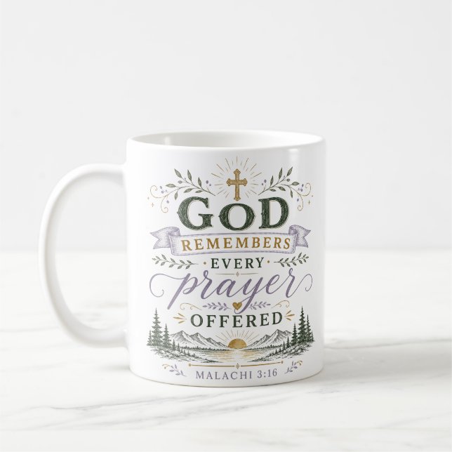 Mug Dieu se souvient de chaque prière offerte Citation (Gauche)