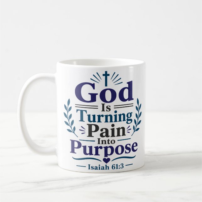 Mug Dieu transforme la douleur en but Citation de l'Éc (Gauche)