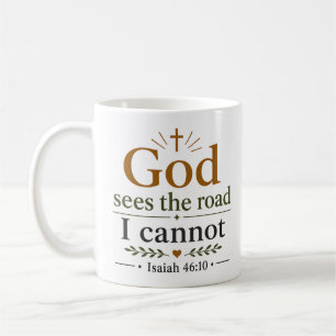 Mug Dieu voit la route que je ne peux pas. Écriture in