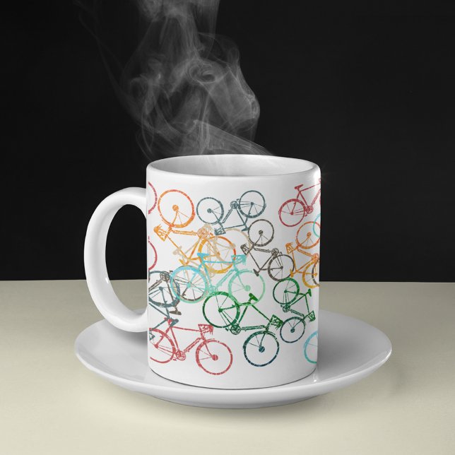 Mug Différents vélos couleur sur un blanc (colorful bicycles)