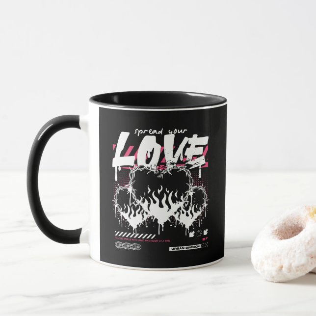 Mug Diffusion de streetwear urbain Amour (Avec donut)
