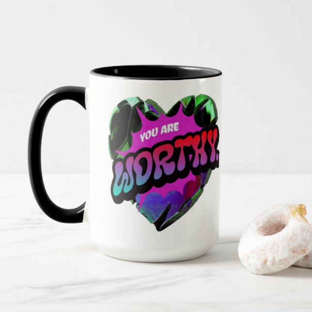 Mug Digne - Café auto-Affirmation Motivationnel (Avec donut)
