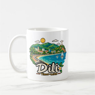 Mug Dili Timor-Leste Art de Voyage Dessin à la Main Mo
