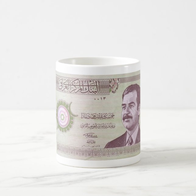 Mug Dinar irakien avec Saddam Hussein (Centre)