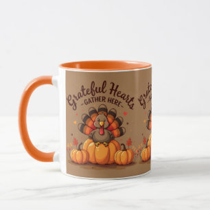 Mug Dinde de Thanksgiving à cœurs reconnaissants