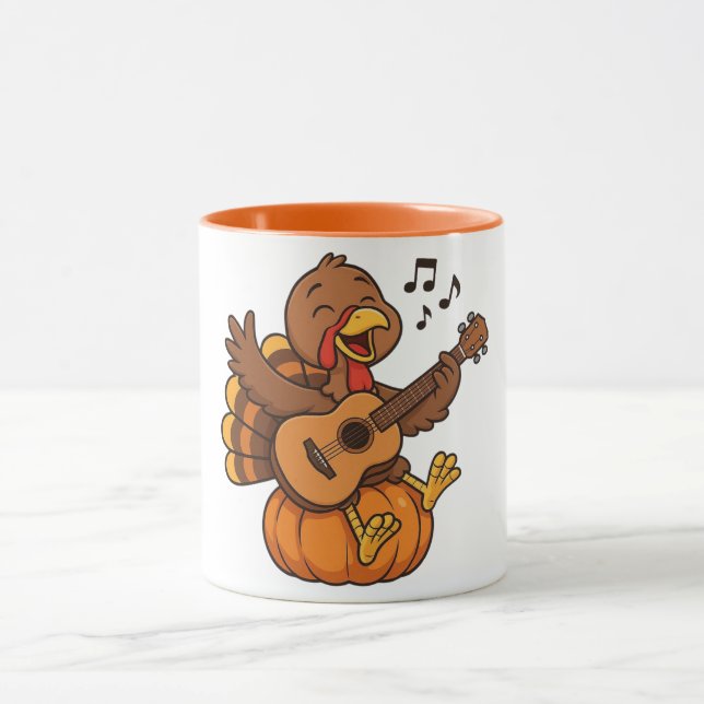 Mug Dinde de Thanksgiving mignonne avec guitare (Centre)