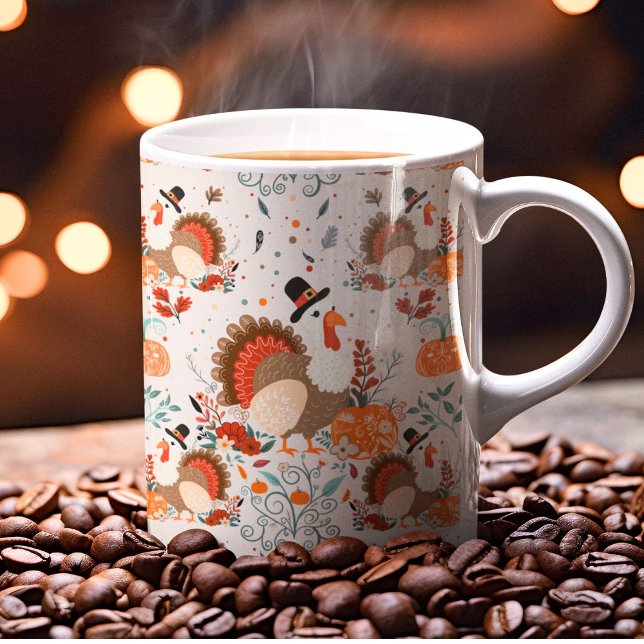 Mug Dinde de Thanksgiving Motif d'Automne (Créateur téléchargé)